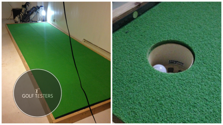 Lay down the putting green and bore cup holes